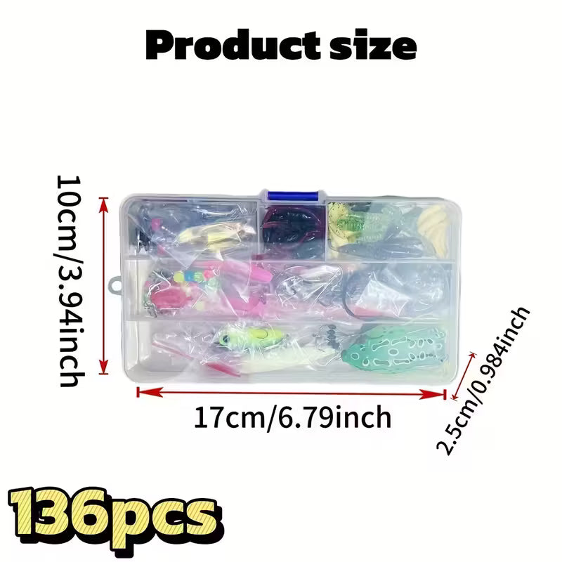 136pcs Lure Additions Set with Tackle Box | Fishing Gift Set