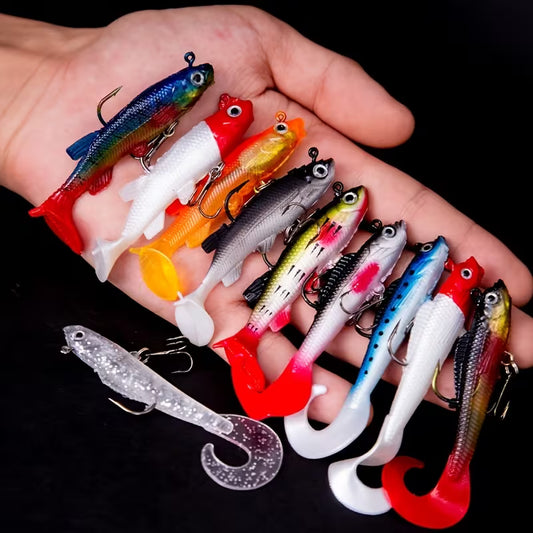 Soft Plastic Fishing Lures 10-Pack – Bass, Salmon & Perch