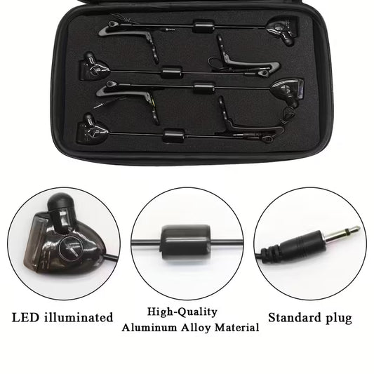 Four JS Fun Quality Black Swingers – Ultra-Sensitive Carp Bite Alarm Indicators