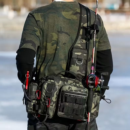 Outdoor Multi-Functional Fishing Backpack | Camouflage Tactical Crossbody Tackle Bag