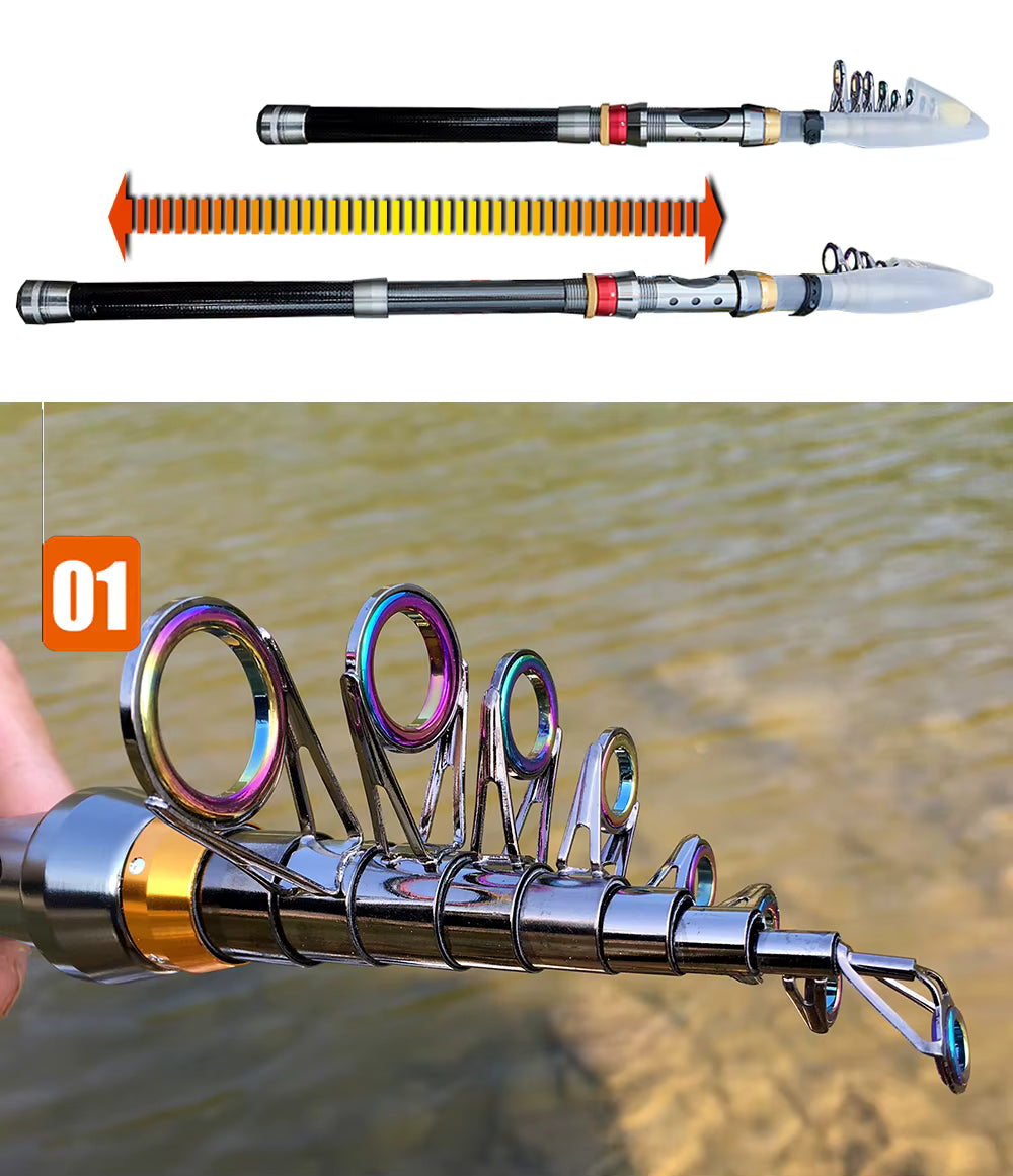2.7 Super Hard Carbon Fiber Fishing Rod & Spinning Reel Combo 3–8kg