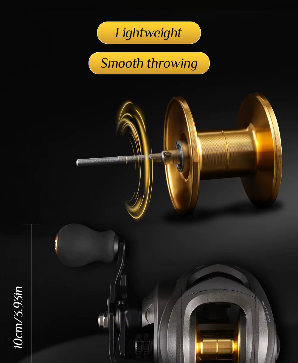 Rooblinos AK Series Baitcasting Reel 7.2:1 Gear Ratio – 18LB Drag Freshwater & Saltwater Fishing Reel