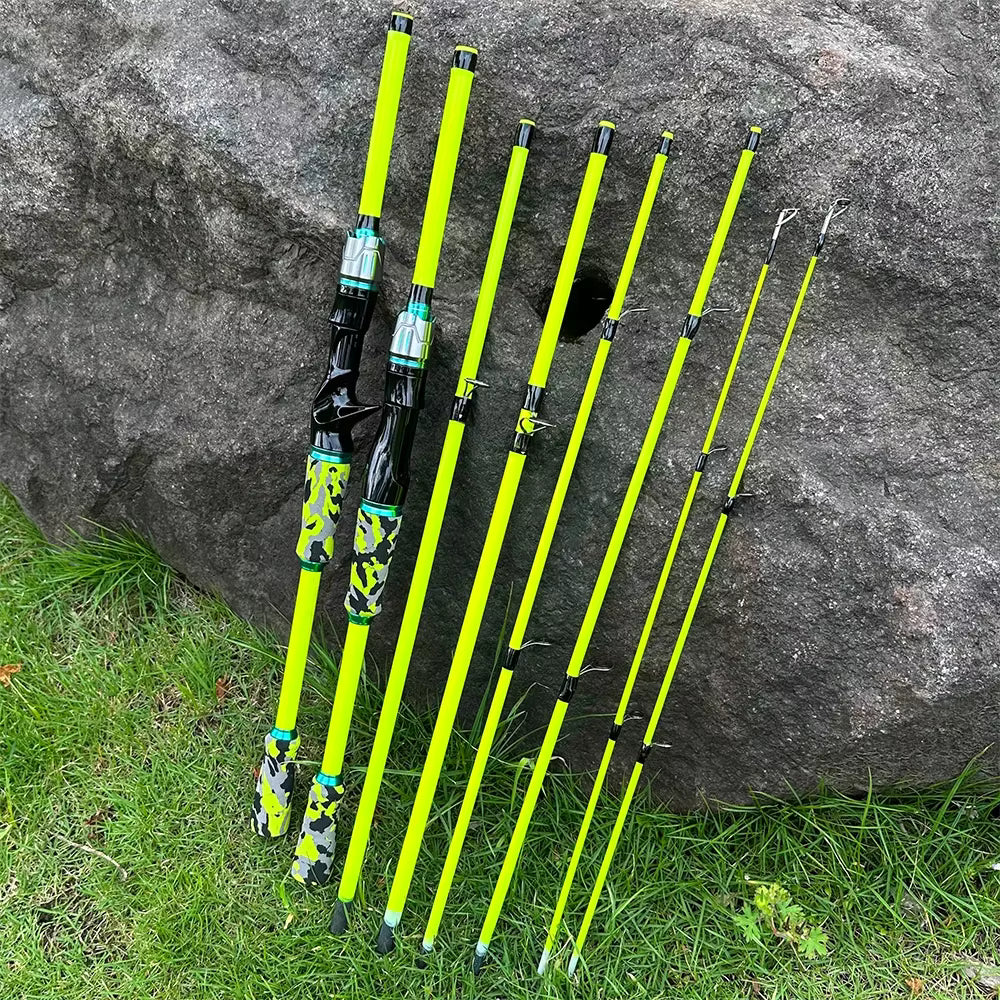 2.1m / 1.8m Ultralight Carbon Fiber Fishing Rod – 4/5 Section Spinning & Casting