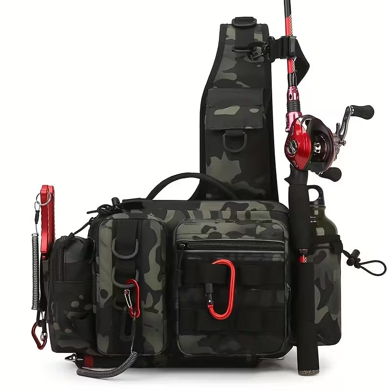 Outdoor Multi-Functional Fishing Backpack | Camouflage Tactical Crossbody Tackle Bag