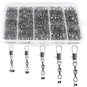 Avlcoaky 210 Fishing Swivel Connectors Box | Durable Barrel Swivels with Secure Snap Pins for Smooth Rotation & Reliable Fishing Tackle