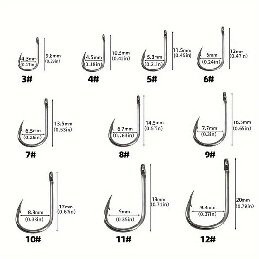 1000-piece Carbon Steel Barbed Fishing Hooks Set freshwater and Salt Water