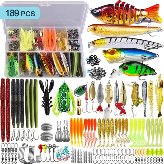 Complete Lure Bait Set – Soft Baits, Spinner Sequins, Frog & Minnow Lures for Freshwater and Saltwater Fishing