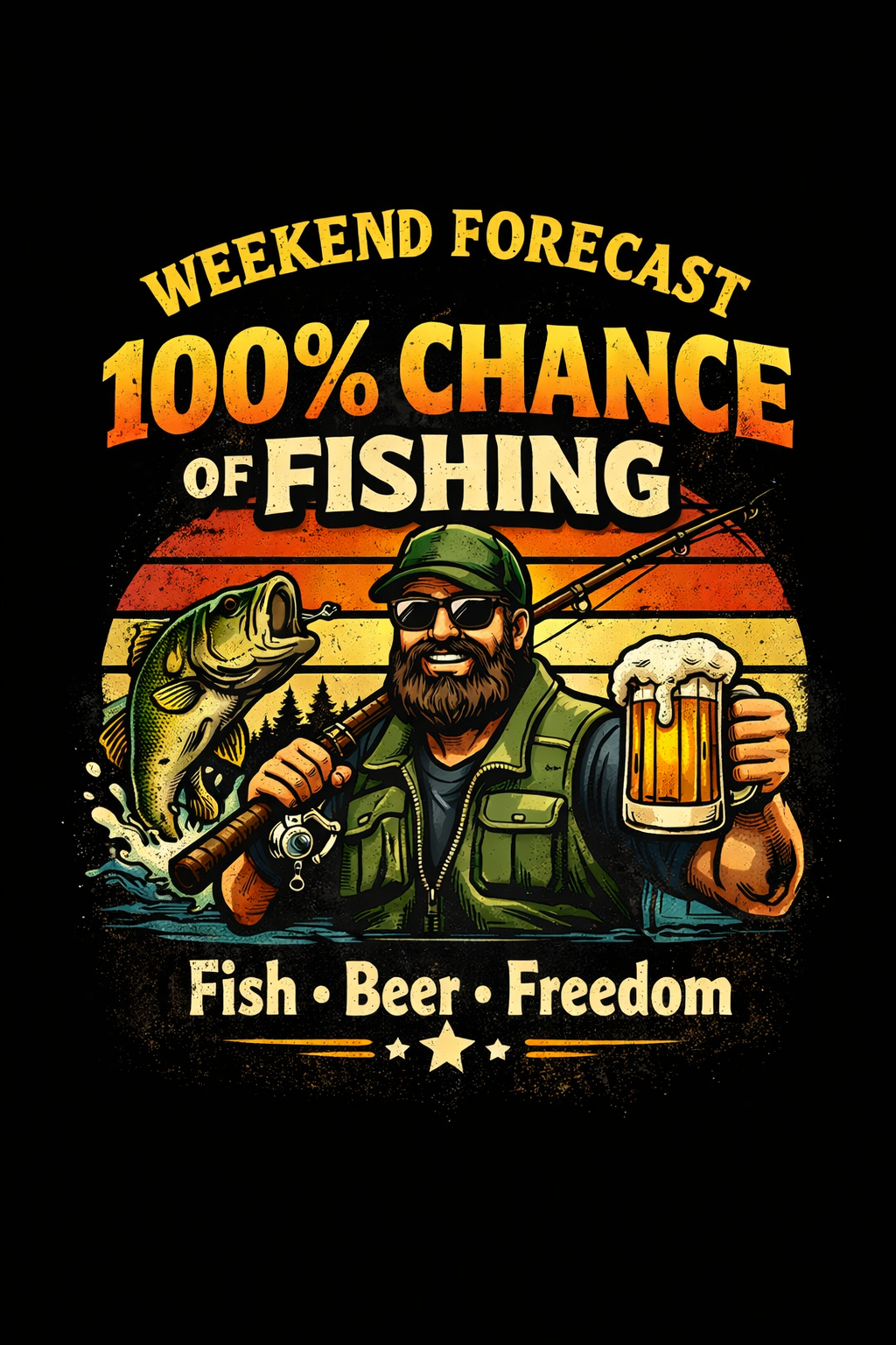 Fish Beer Freedom – I’m in Charge of My Life Fishing Tee Shirt