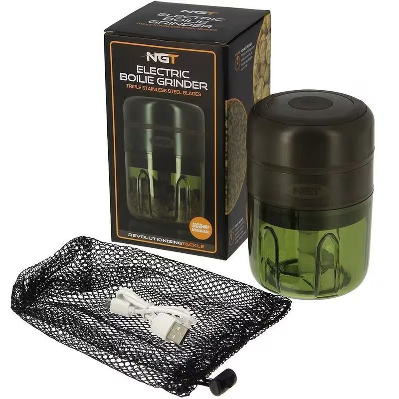 10L Square Green Bait Bucket with Electric Grinder Bolies Rigs Carp & Coarse Fishing