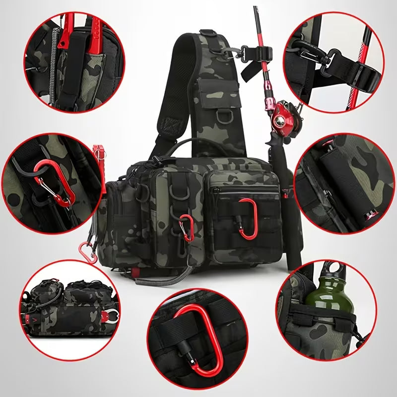 Outdoor Multi-Functional Fishing Backpack | Camouflage Tactical Crossbody Tackle Bag