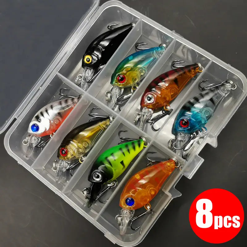 8pcs Crankbait Minnow Lure Set Floating Artificial Lure Surface Lure