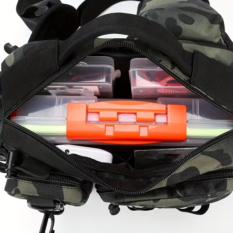 Outdoor Multi-Functional Fishing Backpack | Camouflage Tactical Crossbody Tackle Bag