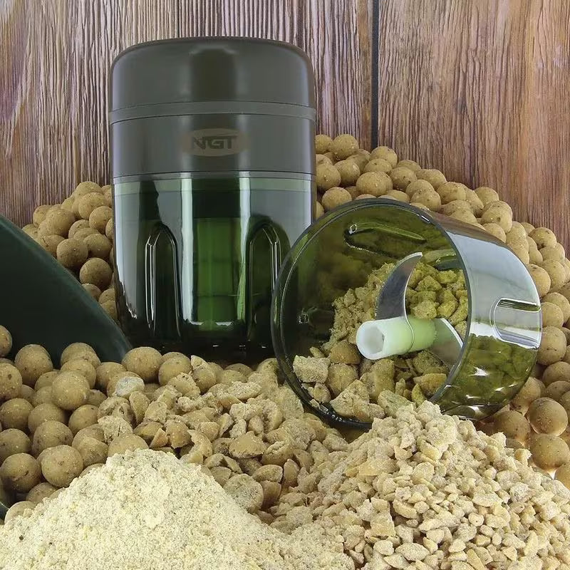 10L Square Green Bait Bucket with Electric Grinder Bolies Rigs Carp & Coarse Fishing