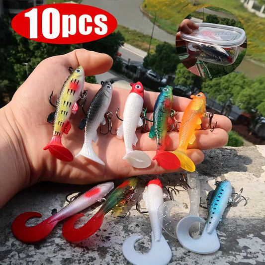 Soft Plastic Fishing Lures 10-Pack – Bass, Salmon & Perch