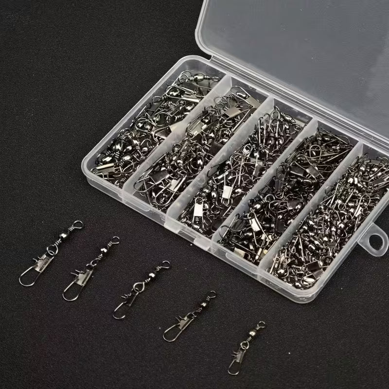 Avlcoaky 210 Fishing Swivel Connectors Box | Durable Barrel Swivels with Secure Snap Pins for Smooth Rotation & Reliable Fishing Tackle