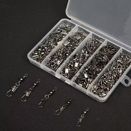 Avlcoaky 210 Fishing Swivel Connectors Box | Durable Barrel Swivels with Secure Snap Pins for Smooth Rotation & Reliable Fishing Tackle