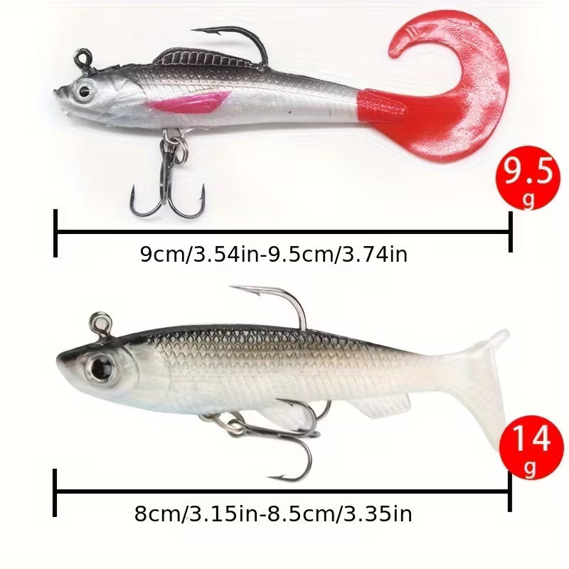Soft Plastic Fishing Lures 10-Pack – Bass, Salmon & Perch