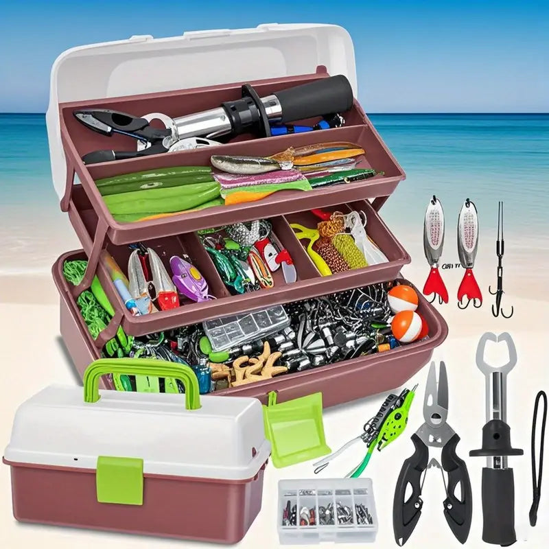 Heavy-Duty 3-Layer Large Capacity Fishing Tackle Box – Waterproof & Durable