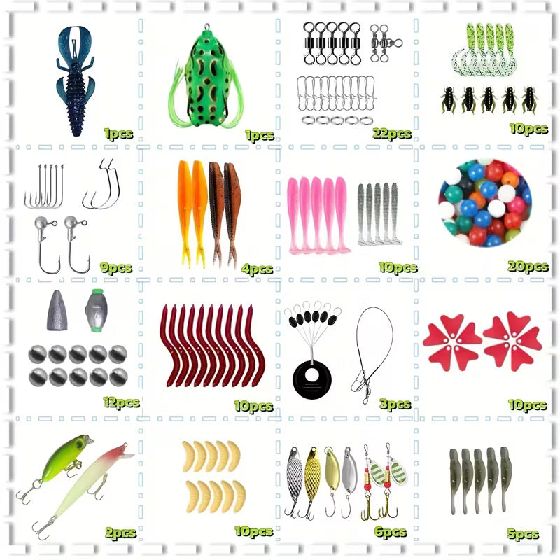 136pcs Lure Additions Set with Tackle Box | Fishing Gift Set