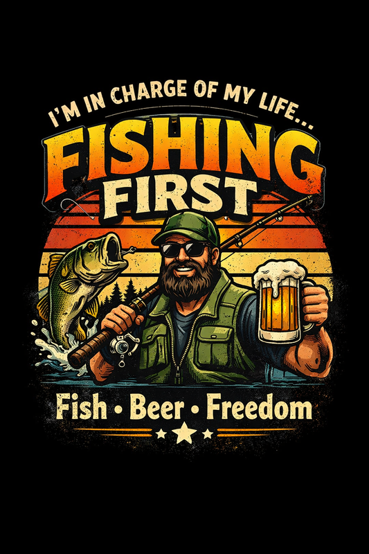 Fish Beer Freedom – I’m in Charge of My Life Fishing Tee Shirt
