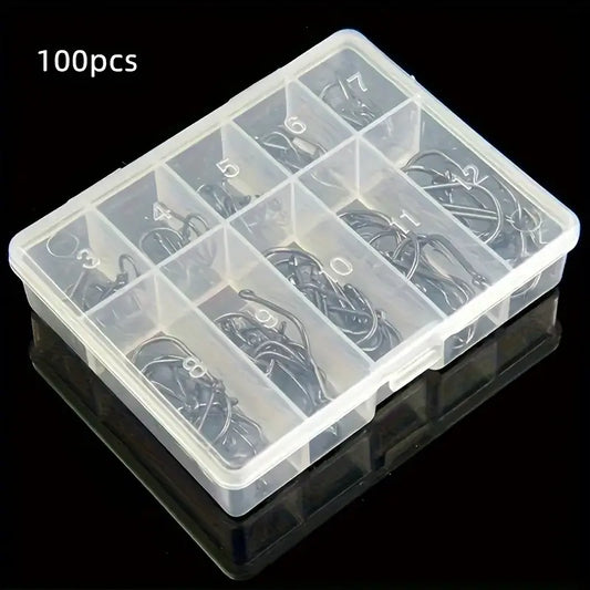 500-piece Carbon Steel Barbed Fishing Hooks Set freshwater and Salt Water