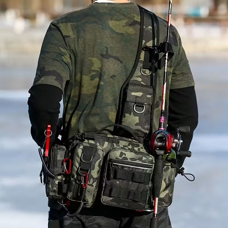 Outdoor Multi-Functional Fishing Backpack | Camouflage Tactical Crossbody Tackle Bag