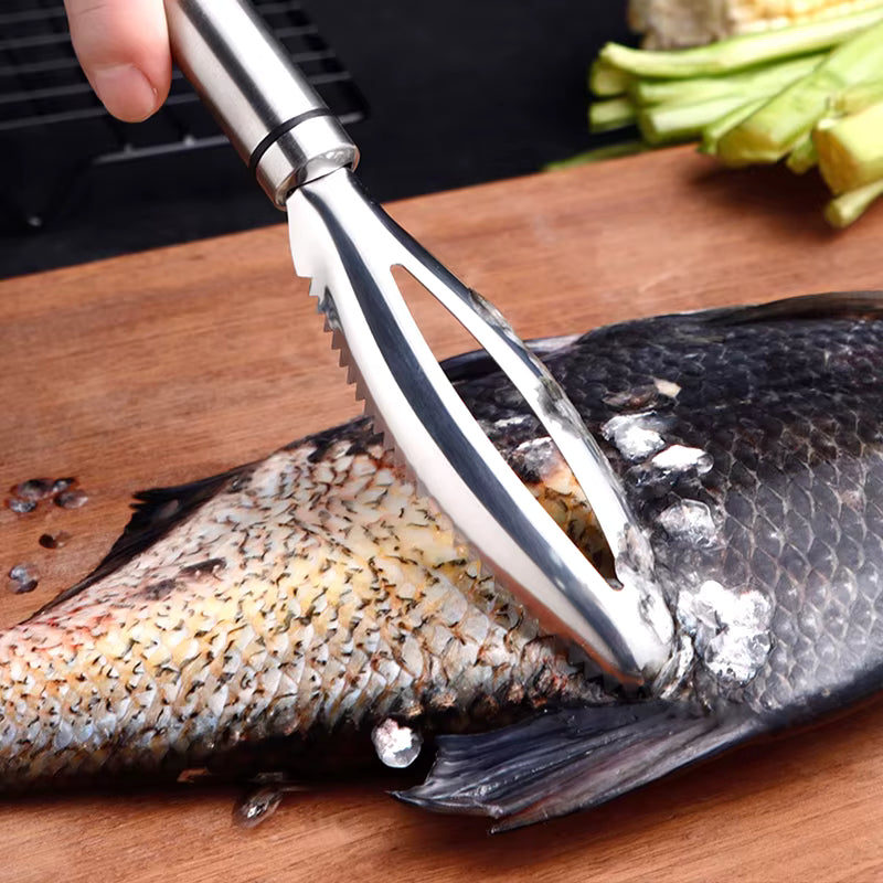 Stainless Steel Fish Scale Remover and Tweezers – Easy Fish Cleaning & Descaling Tool