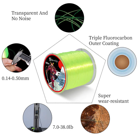 Sougayilang 500M Nylon Fishing Line Strong Japanese Monofilament for Carp & Perch