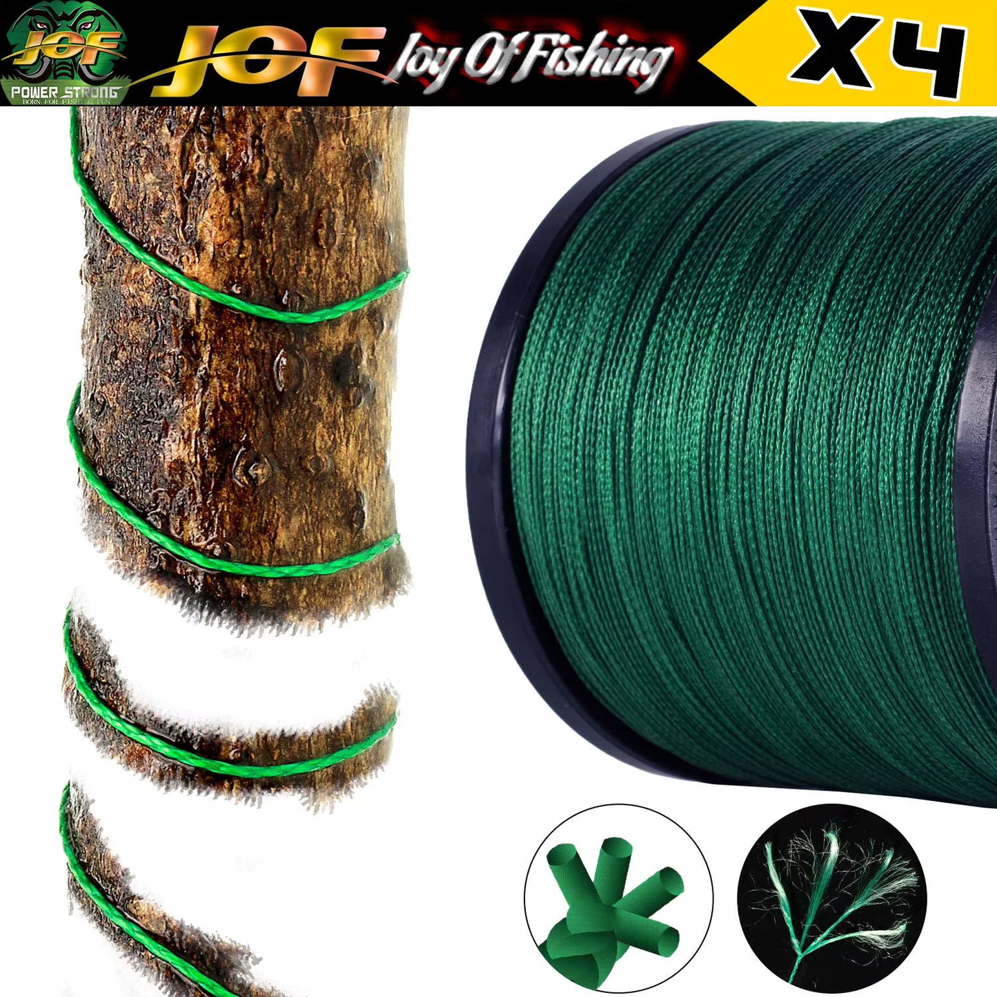 JOF Braided Fishing Line – 4 Strands PE, 100M Strong & Durable