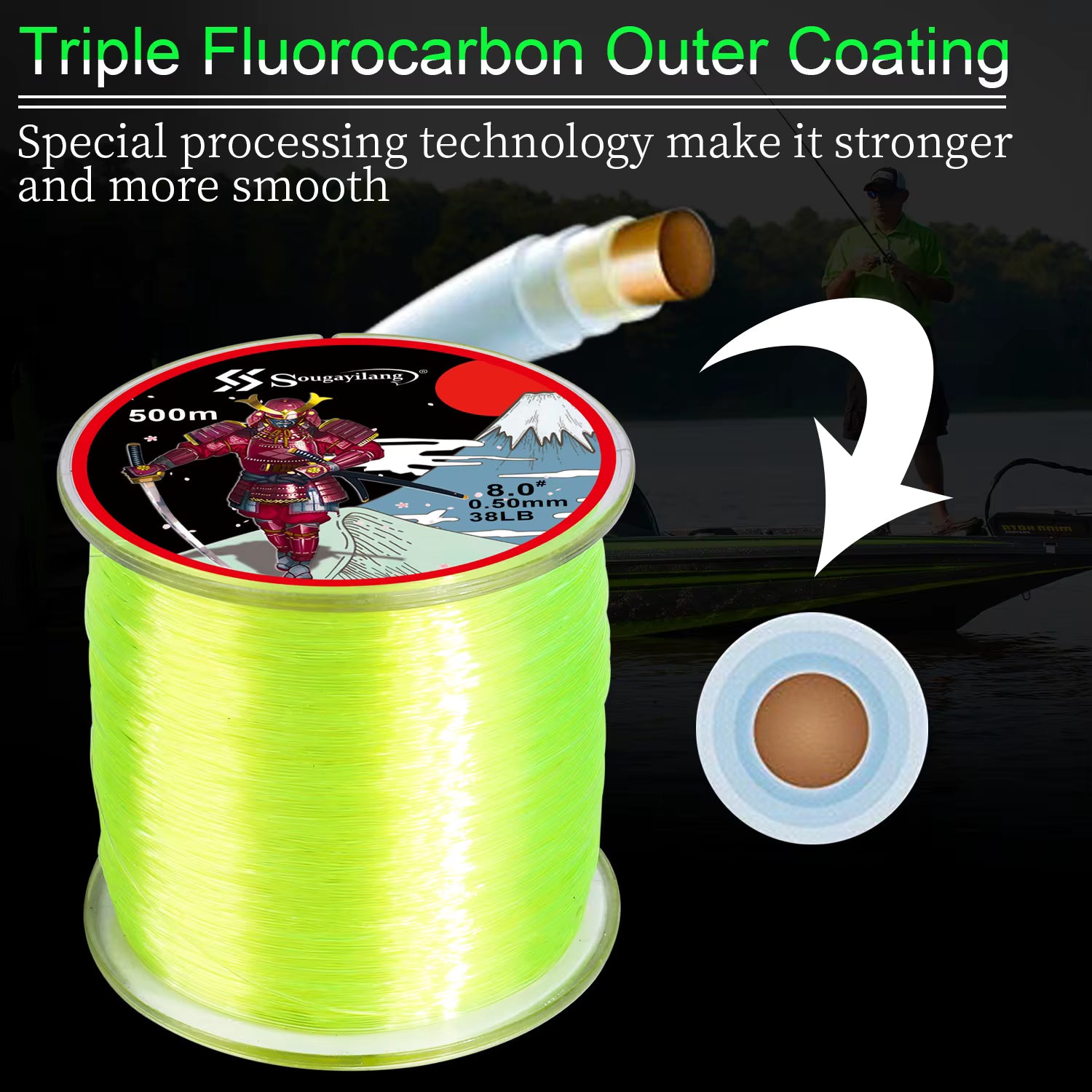Sougayilang 500M Nylon Fishing Line Strong Japanese Monofilament for Carp & Perch