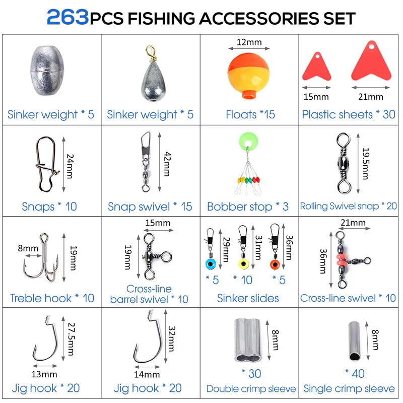 263PCS All-in-One Fishing Gear Set | Tackle Box with Pliers & Accessories