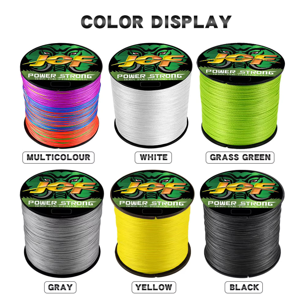 JOF Braided Fishing Line – 4 Strands PE, 100M Strong & Durable