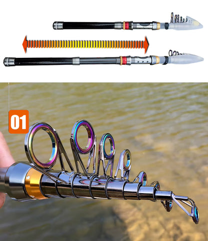 2.7 Super Hard Carbon Fiber Fishing Rod & Spinning Reel Combo 3–8kg