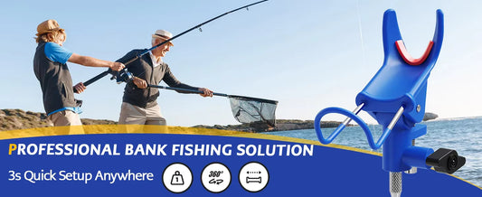 360° Adjustable Bank Fishing Rod Holder, Portable Folding Pole Stand with Ground Spike, Heavy-Duty Rust-Proof Catfishing Equipment