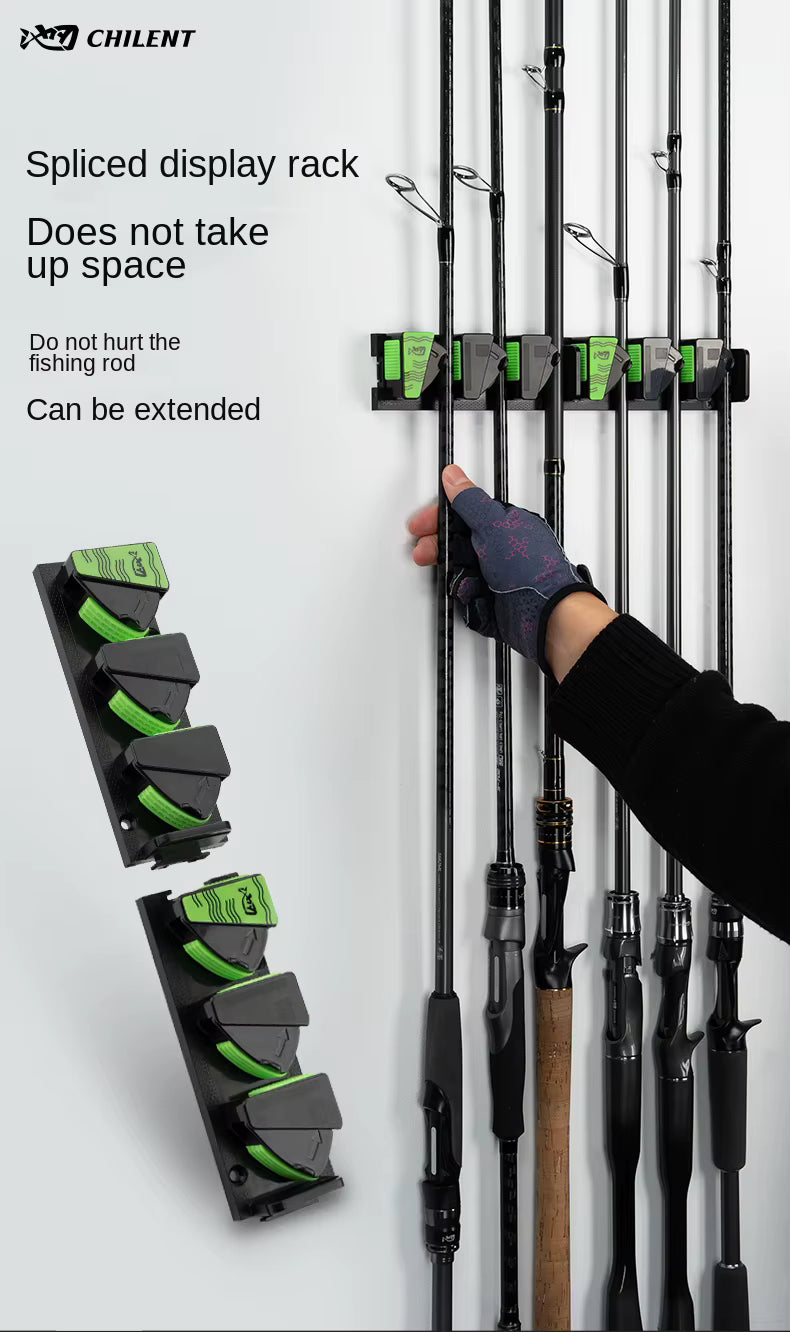 LINNHUE 3M Adhesive Wall-Mounted Fishing Rod Holder – Vertical 3-Hole Display Rack
