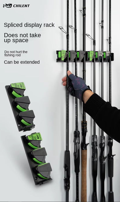 LINNHUE 3M Adhesive Wall-Mounted Fishing Rod Holder – Vertical 3-Hole Display Rack