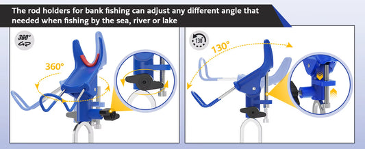360° Adjustable Bank Fishing Rod Holder, Portable Folding Pole Stand with Ground Spike, Heavy-Duty Rust-Proof Catfishing Equipment