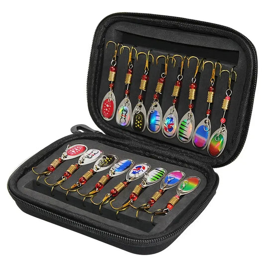 Sixteen Spoon Spinner & Spoonbait Crankbaits Fishing Lures – Pike, Bass, and Trout Wobblers | Artificial Bait Hook Set