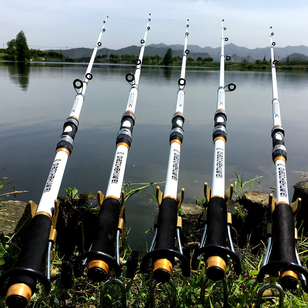 GHOTDA New Carbon Fiber & FRP Telescopic Fishing Rod (2.1–3.6M) – White Spinning Design