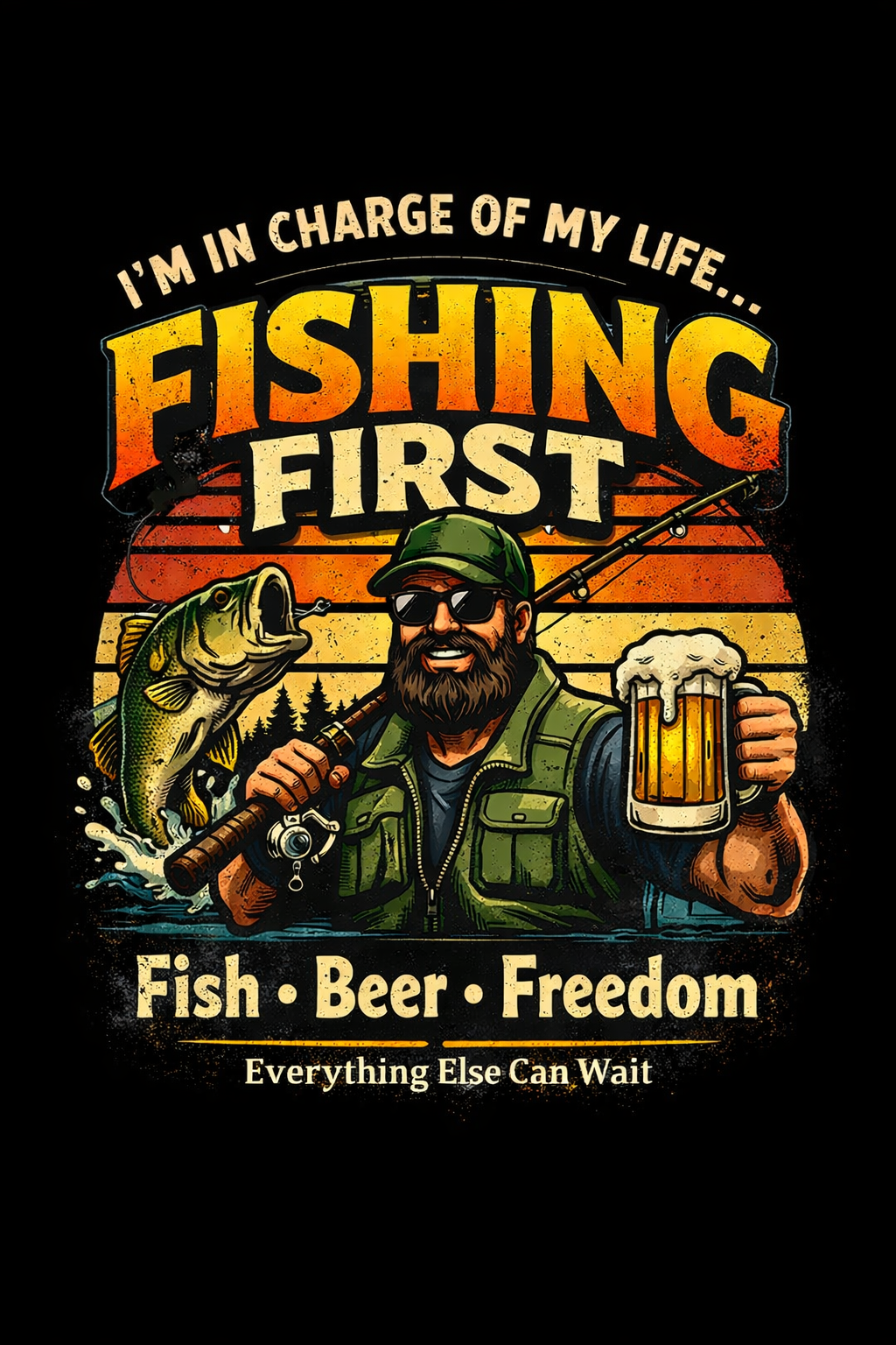 Fish Beer Freedom – I’m in Charge of My Life Fishing Tee Shirt