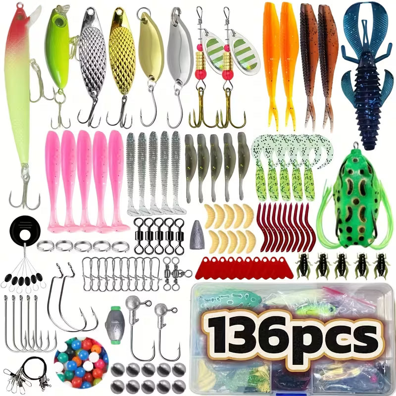 136pcs Lure Additions Set with Tackle Box | Fishing Gift Set