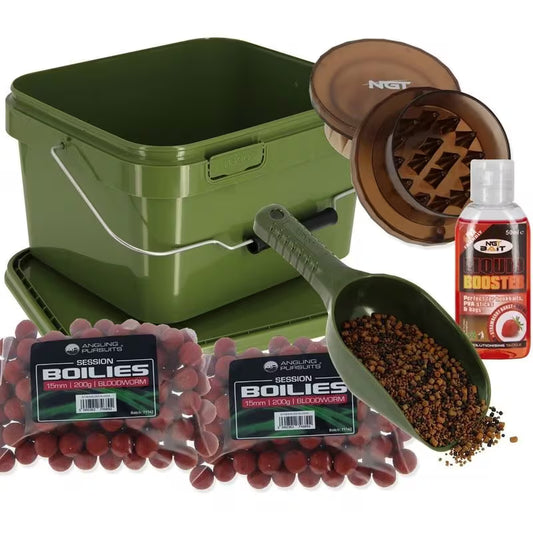 Carp Fishing 5L Bait Storage Bucket Set with Boilie Grinder, Spoon