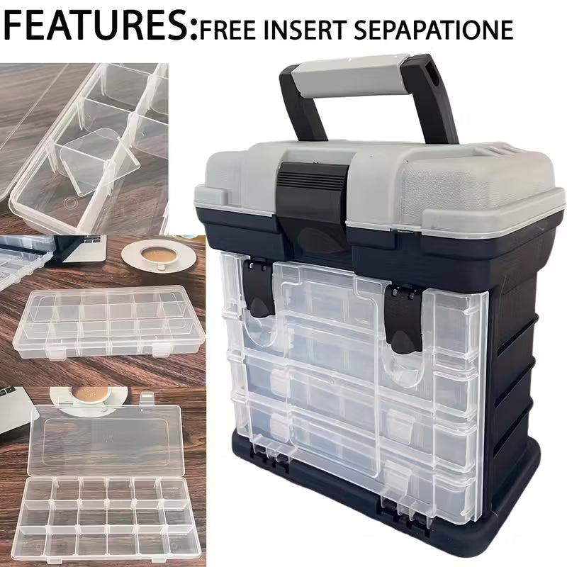 big fishing tackle box portable 4 layers fishing 4-Layer Portable Bait Fishing Tackle Box – Durable & Compact