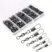Avlcoaky 210 Fishing Swivel Connectors Box | Durable Barrel Swivels with Secure Snap Pins for Smooth Rotation & Reliable Fishing Tackle