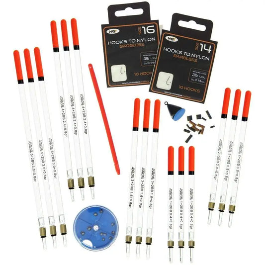 15-Piece Coarse Fishing Tackle Set – DAY Waggler Floats, Hooks, Disgorgers & Lead Shot