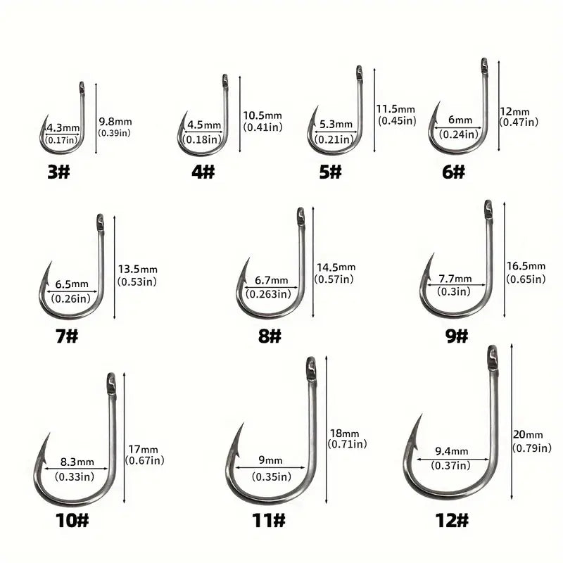 1000-piece Carbon Steel Barbed Fishing Hooks Set freshwater and Salt W –