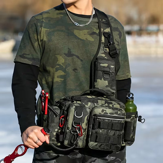 Outdoor Multi-Functional Fishing Backpack | Camouflage Tactical Crossbody Tackle Bag