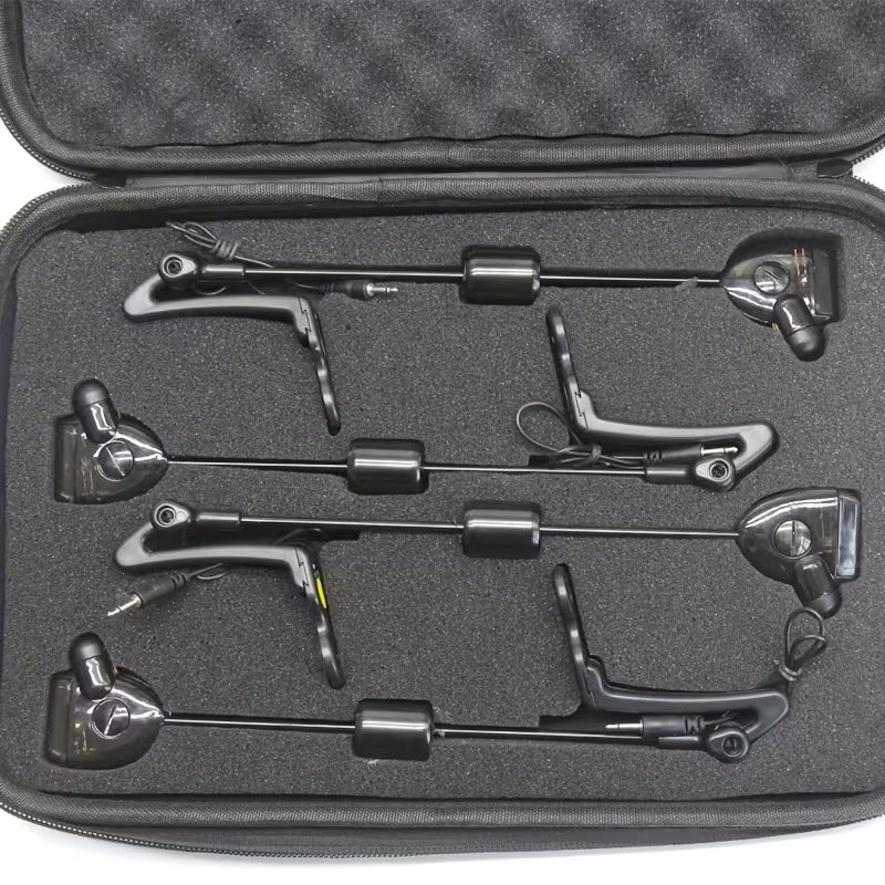 Four JS Fun Quality Black Swingers – Ultra-Sensitive Carp Bite Alarm Indicators