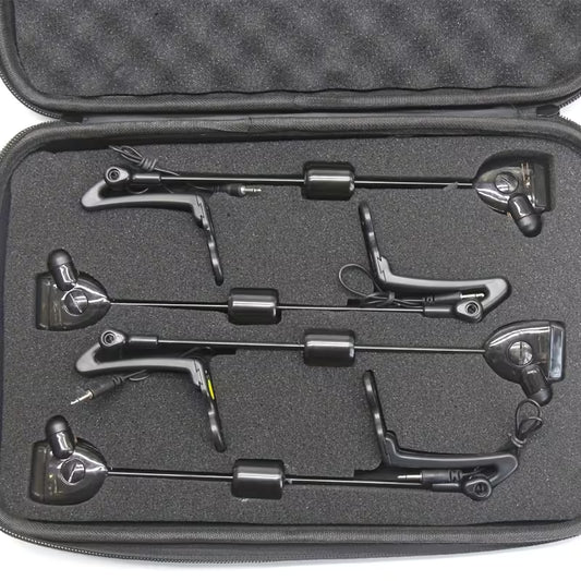 Four JS Fun Quality Black Swingers – Ultra-Sensitive Carp Bite Alarm Indicators